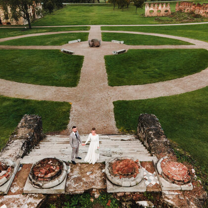 Vestuvių fotosesija ir drono Pavlovo dvare